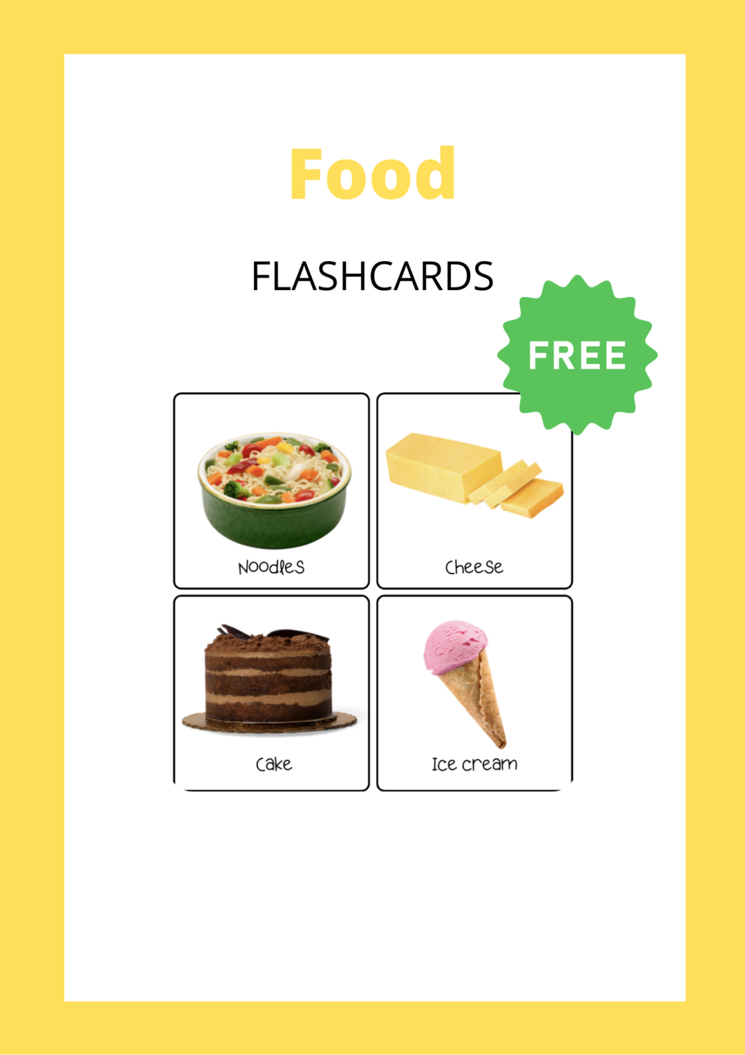 FlashcardsFood Words Speech Therapy